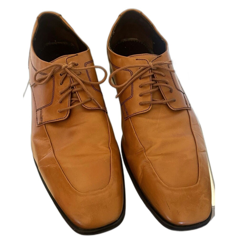 Cole Haan Men’s 13 M Cognac Leather Square Toe Lace-Up Oxfords C12453 FL13
